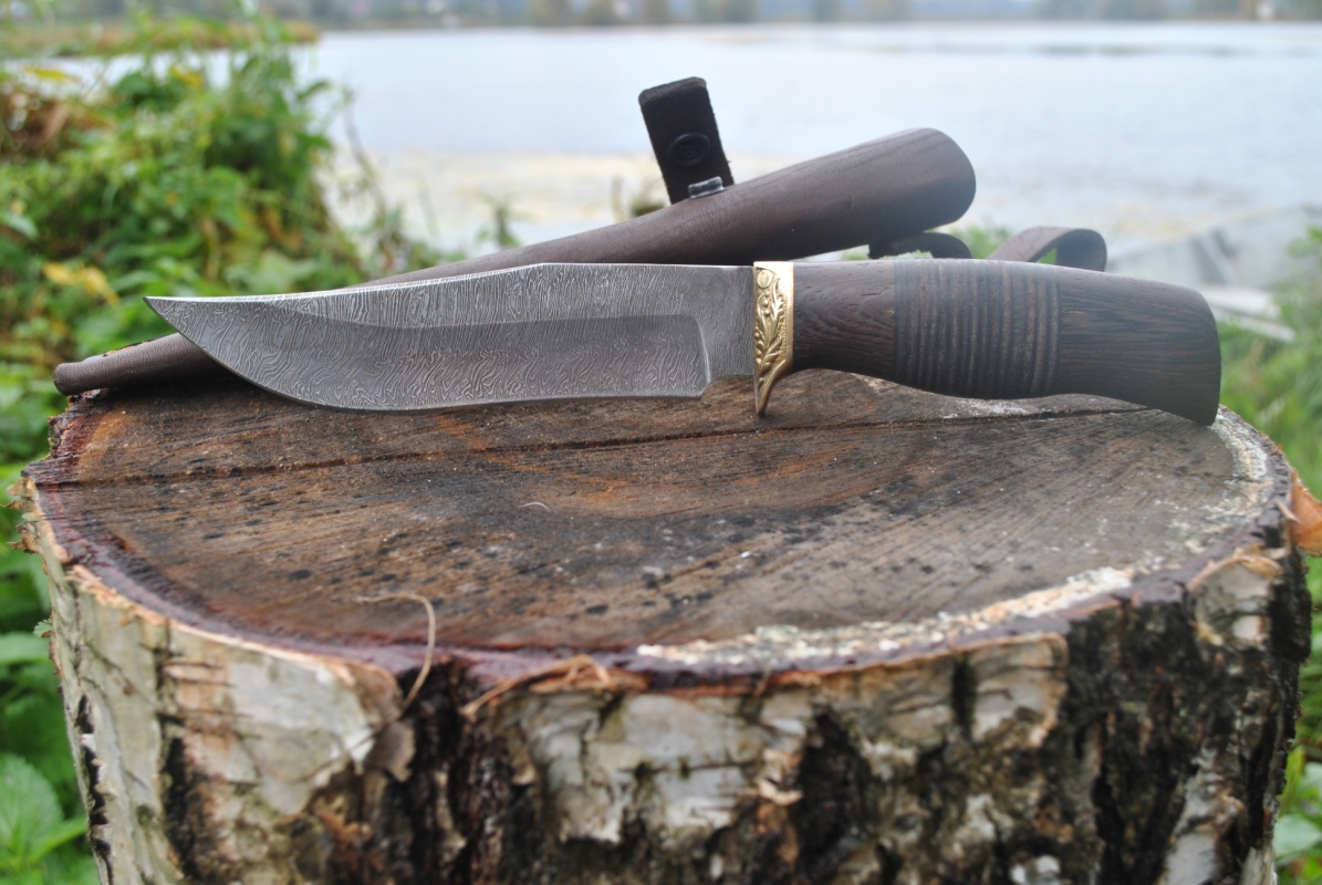 охотничий нож из дамасской стали бухарский охотничий нож из дамасской стали бухарский